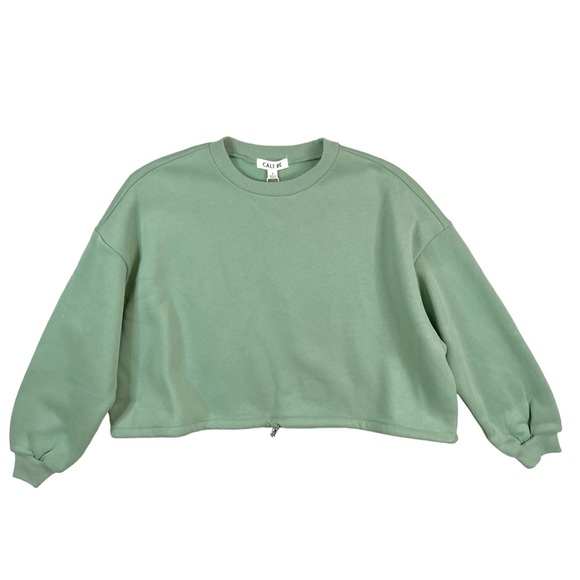CALI BE NWT Women’s Small Green Crop Sweatshirt - Picture 1 of 7